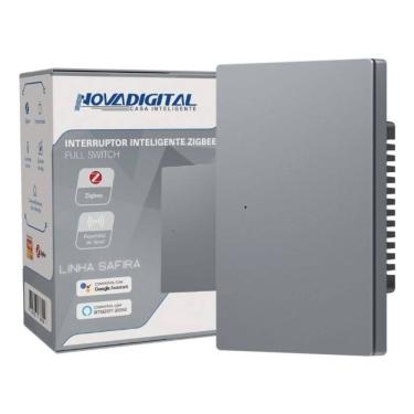 Imagem de Interruptor Tecla Fisica 1 Botao Zigbee com Led NovaDigital Grafite - Cinza