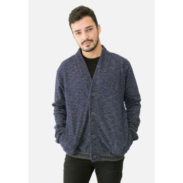 Imagem de Jaqueta Cardigan Moletom Mescla 8024 - Konciny confecções, Azul marinh