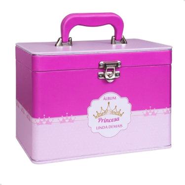 Imagem de Maleta Box princesa linda demais com 4 álbuns fotográficos 240 fotos 15x21 Rosa bebê infantil