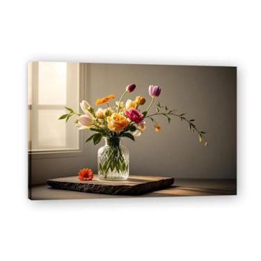 Imagem de Relógio de dente-de-leão quadrado aconchegante cidade impressão em tela paisagem de aldeia quente arte de parede para decoração de escritório em casa galeria embrulhada 80 x 120 cm