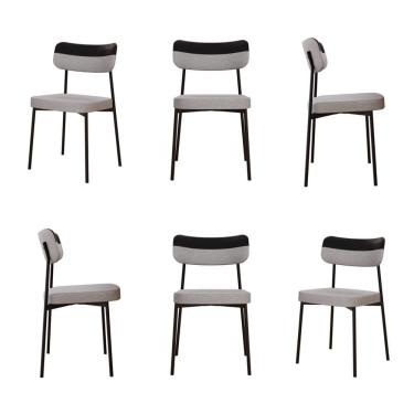 Imagem de Kit com 6 Cadeiras para Sala de Jantar Mona Yescasa Cinza Claro/Preto