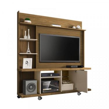 Imagem de Estante Home para Tv até 47" 1 Porta Basculante Taurus Móveis Bechara Cinamomo/off White/ripado