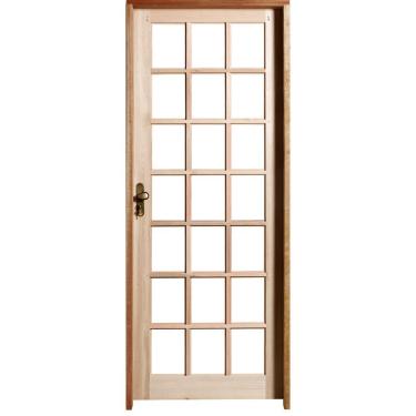 Imagem de Porta de Madeira Quadriculada Padrão Cedro 2,10x0,82 Direita