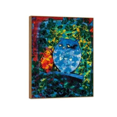 Imagem de MUHJDYC Max Ernst Imagem famosa em tela - abstrato quadros decoração de sala de estar moldura de madeira pintura quarto casa (coruja e sua filha) 60 x 80 cm - 23 x 31 pol