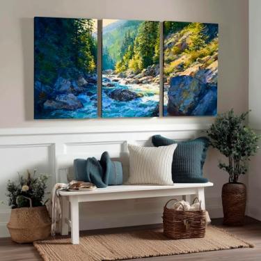 Imagem de Kit 3 Quadros Decorativos Canvas, Montanha, 50x70cm, Arte Para Quarto, Sala, Corredor