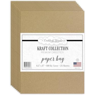 Imagem de Saco de papel kraft Cardstock Warehouse, papel cartolina marrom, 21 x 25 folhas, 45 kg / 270 g/m² 100% reciclado, cartão kraft premium para fabricação de cartões, impressão, corte, artesanato e