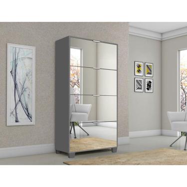 Imagem de Sapateira Armário Multiuso Pequim Com Espelho Cinza