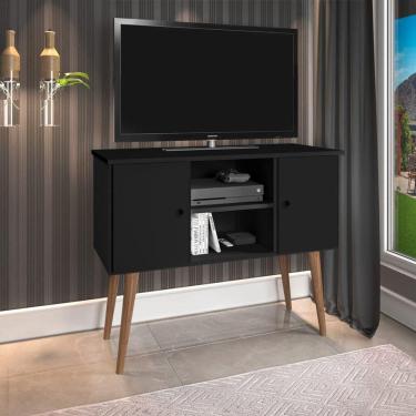 Imagem de Estante Rack Viena Clássico 90cm Com Portas - Preto