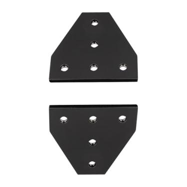 Imagem de Mewutal 4 peças de placas de suporte de canto em forma de T placas de placa de junta preta Série 2020 suportes de canto conector de 5 furos com porcas M5, parafusos M5 e chave inglesa, para série 2020
