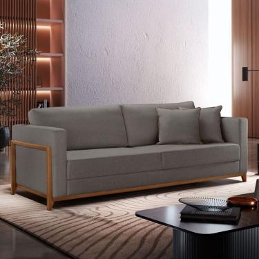 Imagem de Sofá Living 3 Lugares Linho 234cm Paris Cinza Escuro