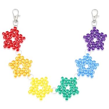 Imagem de Tondiamo 1 peça de contas de pônei estrela, calça, corrente com contas, hip hop, corrente para punk, jeans, mulheres, homens, carteira, chaveiro, about 13.78 inches/ 35 cm, Plástico, Sem Pedra