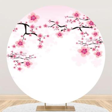 Imagem de Yeele 2,2 x 2,2 m fundo redondo rosa flor de cerejeira flores de cerejeira ramo de árvore rosa estilo japonês fotografia floral fundo para casamento, chá de panela, aniversário, decoração de chá de