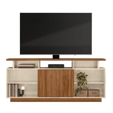 Imagem de Bancada Mobler Salvador com Rodízio para TVs até 65'', OFF WHITE/AMEND