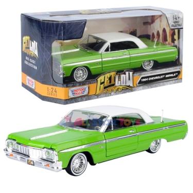 Imagem de Motormax Get Low Series 1964 Impala Hard Top Lowrider 1:24 Diecast Model Green with White Top 79021