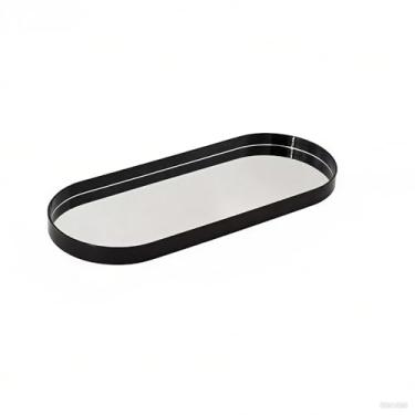 Imagem de Bandeja Decorativa Espelhada Multiuso Oval Banheiro Lavabo Decoração Sala Mesa Luxo(Preto)