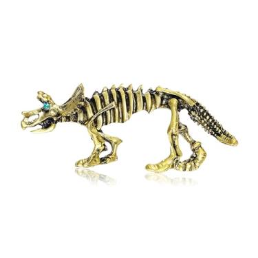 Imagem de Broche de esqueleto de dinossauro vintage broche de lapela para mulheres roupas suéter chapéu crachá mochila vestidos acessórios de terno joias punk animal fóssil strass broches novidade Halloween