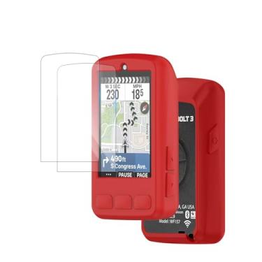 Imagem de Protetor de tela para computador Wahoo ELEMNT Bolt V3 GPS para ciclismo/bicicleta (pacote com 2) e capa de silicone macio, antiarranhões, antivibração e transparente, cobertura total de alta definição