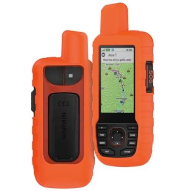 Imagem de Capa para Garmin GPSMAP 66i / 67i, navegador GPS portátil ao ar livre, capa protetora de silicone macio, à prova de choque, poeira e anti-arranhões, laranja