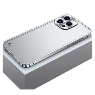 Imagem de Capa de metal ultrafina de luxo em alumínio para iPhone 16, 15, 14, 13 Pro Max, 12, 11pro, protetor de câmera, capa transparente fosca para PC (para iPhone 13 6.1/prata)