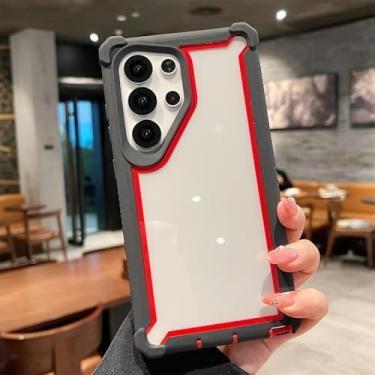Imagem de Capa Armor Bumper à prova de choque para Samsung Galaxy S25 S24 S23 S22 S21 Plus Ultra Fe A06 A56 A55 A54 Capa rígida de acrílico transparente (para Galaxy A15/preto vermelho)
