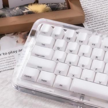 Imagem de mintcaps Crystal Jelly Teclas de teclado - 119 teclas brancas, translúcidas, personalizadas, com perfil OEM, conjunto de teclas com impressão lateral 75 100% Cherry Gateron Mx teclado mecânico