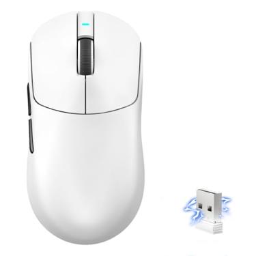 Imagem de MAMBASNAKE Mouse para jogos sem fio Attack Shark X8 Plus, conexão trimodo, 40000 DPI ultra leve, sensor PAW3395PRO, vida útil da bateria de 150h, 5 botões programáveis para Windows/Mac/Linux/XP-branco