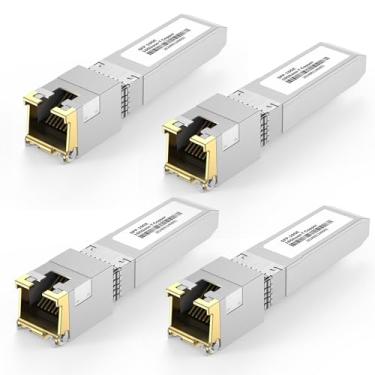 Imagem de Transceptor de módulo SFP+ para RJ-45 de 10 GB (30 m), 10 Gigabit SFP+ Copper Ethernet CAT6a Transceptores compatíveis com 5Gb/2,5Gb/1,25Gb [4 unidades]