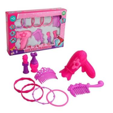 Imagem de Kit Salão de Beleza Infantil, Acessórios para Menina, Pentes, Presilhas e Enfeites, Rosa e Roxo