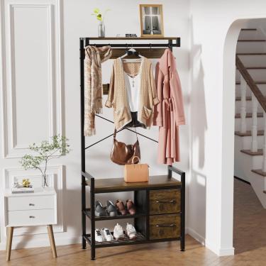 Imagem de Banco de entrada Hall Tree ITEFDTUTNE com cabide de design 5 em 1