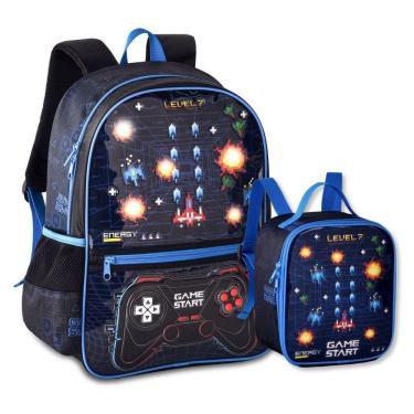 Imagem de Mochila E Lancheira Video Game C Luzes Bolsa Infantil Gamer