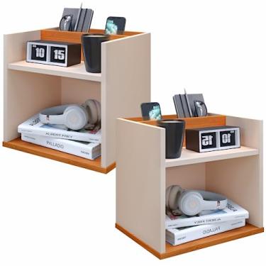 Imagem de Conjunto 2 Mesas de Cabeceira Madri - JM3 Moveis (Off White/Cinamomo)