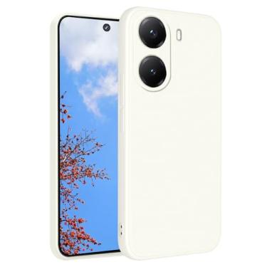 Imagem de Yarxiawin Capa de telefone para Xiaomi Poco X7 Pro toque macio sedoso roxo, capa protetora estética de silicone fina anti-impressão digital à prova de choque capa fofa (branca)