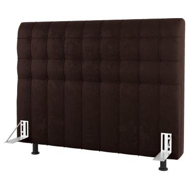 Imagem de Cabeceira Cama Box Casal King Size Dahlia 195Cm Com Frame Sintético Marrom - Desk Design