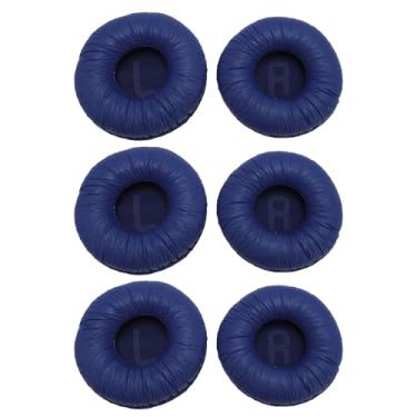 Imagem de Goshyda Substituição de Almofadas de Ouvido de 6 Pces para Fones de Ouvido Tune 600btnc 660nc 510bt T450bt T500bt, Almofadas de Ouvido de Couro de Proteína Macia (Azul)