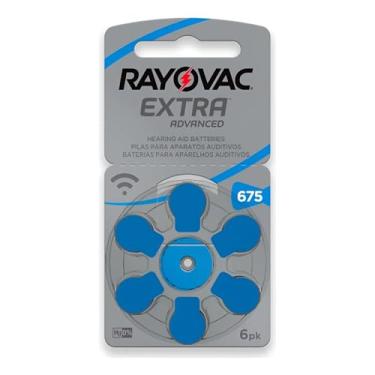 Imagem de Pilha Auditiva 675 Rayovac Extra Advanced PR44 – Bateria Zinc Air Para Aparelho Auditivo e Implante Coclear – Longa Duração – Cartela com 6 Unidades