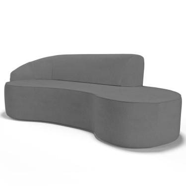 Imagem de Sofá Living 3 Lugares 210cm Braço Esquerdo Mozart D06 Linho Cinza Escuro - Mpozenato