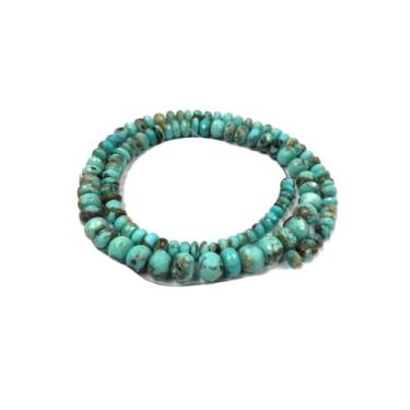 Imagem de Lady Works Fio de pedra natural turquesa Arizona de 33 cm, contas lisas Rondelle de 4 a 8 mm para fazer joias DIY | Beads_01660