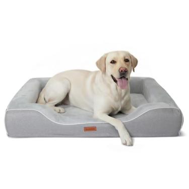 Imagem de Cama ortopédica XL para cães grandes com espuma viscoelástica de gel refrescante e espuma de caixa de ovos à prova d'água, sofá de 106 cm com capa lavável removível e lado reforçado para animais de