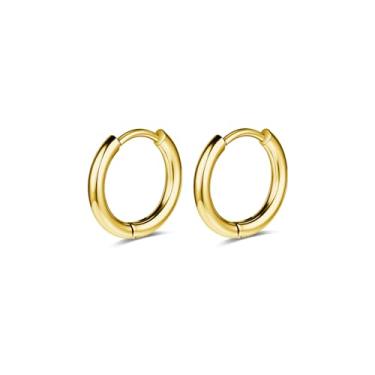 Imagem de AOEDEJ G23 Brincos de argola de titânio preto/aço cinza/dourado 18 G, pequenos brincos de argola de 8 mm/10 mm/12 mm, cartilagem para orelhas sensíveis para piercing múltiplo, cartilagem, argola