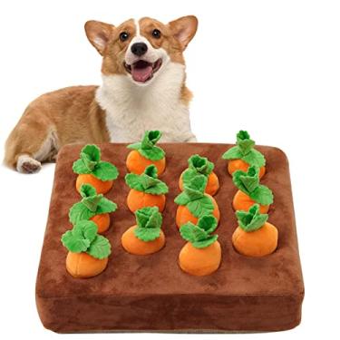 Imagem de Brinquedos Interativos para Cães Tapete Snuffle Cenoura Plush Puzzle 2 em 1 Jogos de Alimentação com Nosework Mastigadores Agrressivos Alivio Estresse Pets 12 Cenouras