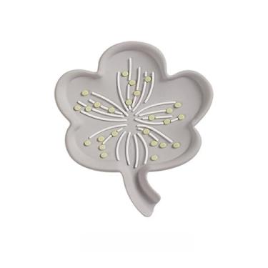 Imagem de Saboneteira criativa para drenagem de flores – Suporte de sabão antiderrapante para banheiro e cozinha (cinza)