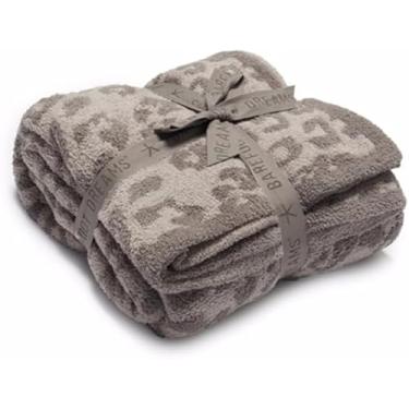 Imagem de Barefoot Dreams Cobertor de leopardo in The Wild CozyChic 114,3 cm x 152,4 cm (linho/cinza quente) (linho/cinza quente, leopardo)