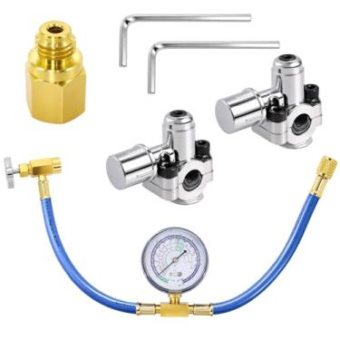 Imagem de Mangueira de carregamento R134a com válvula de piercing BPV31 para bala, lata de frigideira com porta R134a para porta R-12/R-22