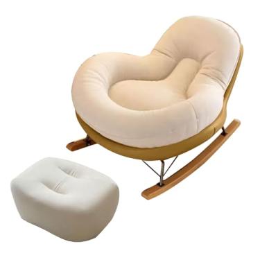 Imagem de Cadeira de balanço com descanso para os pés - Cadeira de leitura aconchegante para sala de estar, planador de berçário, quarto - Cadeira de balanço interna