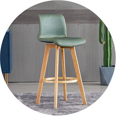 Imagem de Cadeira giratória de borracha com encosto estofado - Bancos altos para balcão de cozinha, sala de jantar e ilha - Banquetas de bar com apoio para os pés