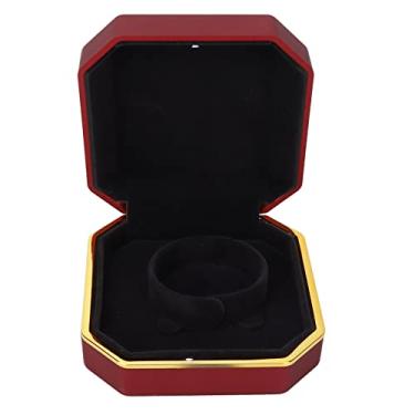 Imagem de KIMISS Caixa de Armazenamento de Pulseira de LED - Organizador Portátil Elegante de Vitrine de Joias para Propostas e Ocasiões Especiais (Vermelho)