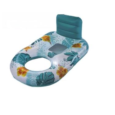 Imagem de Boia Colchão Inflável para Piscina e Praia – Cama Flutuante Tipo Esteira com Apoio para Cabeça em PVC Reforçado(Cadeira Azul)