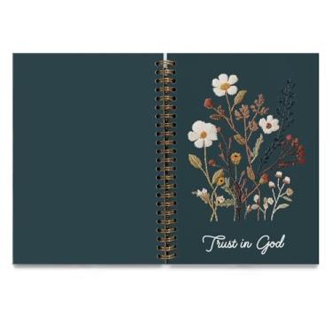 Imagem de Confie em Deus – Caderno Cristão – Presentes Cristãos para Mulheres, Cadernos Bíblicos Inspiradores Floral Vintage para anotações, Estudo da Bíblia, Oração e Notas da Igreja, Caderno Espiral A5