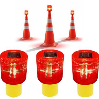 Imagem de Sinalizador Solar Viario Kit 3 Rodovia Cone Transito Avenida Estrada A