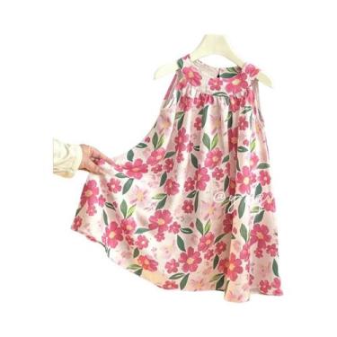 Imagem de Vestido Floral Com Decote Halter E Camadas Para Meninas, Vestido Casua